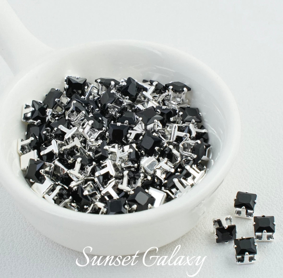 【 Card 5 Square 】 Silver Bottom Zircon Claw Diamond Gold Plated Beads Handmade DIY Bracelet Clothing Bead Accessories Material