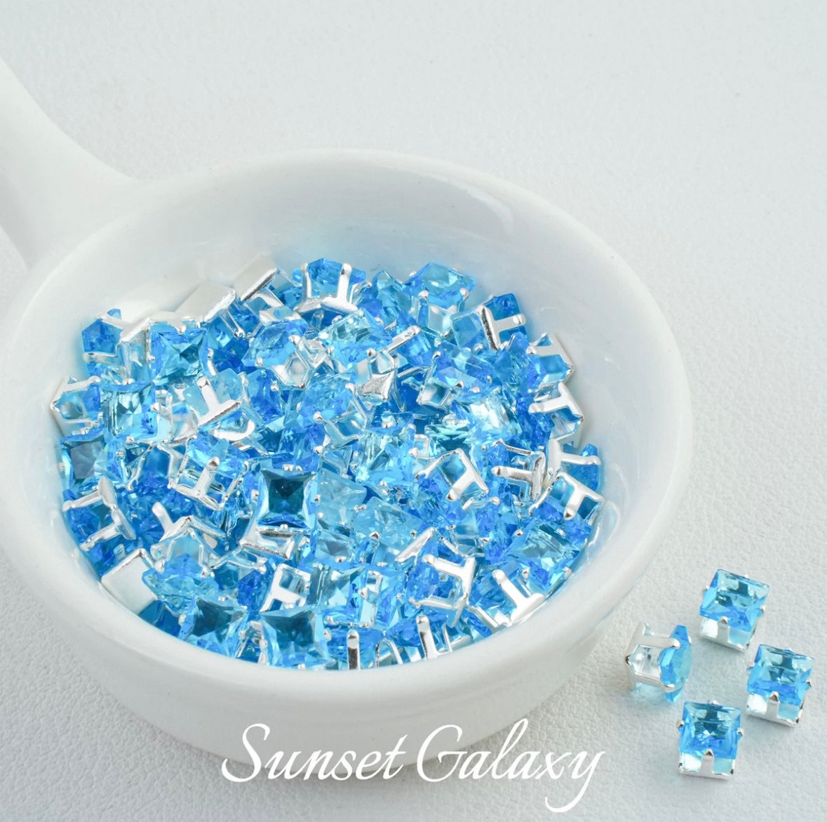 【 Card 5 Square 】 Silver Bottom Zircon Claw Diamond Gold Plated Beads Handmade DIY Bracelet Clothing Bead Accessories Material
