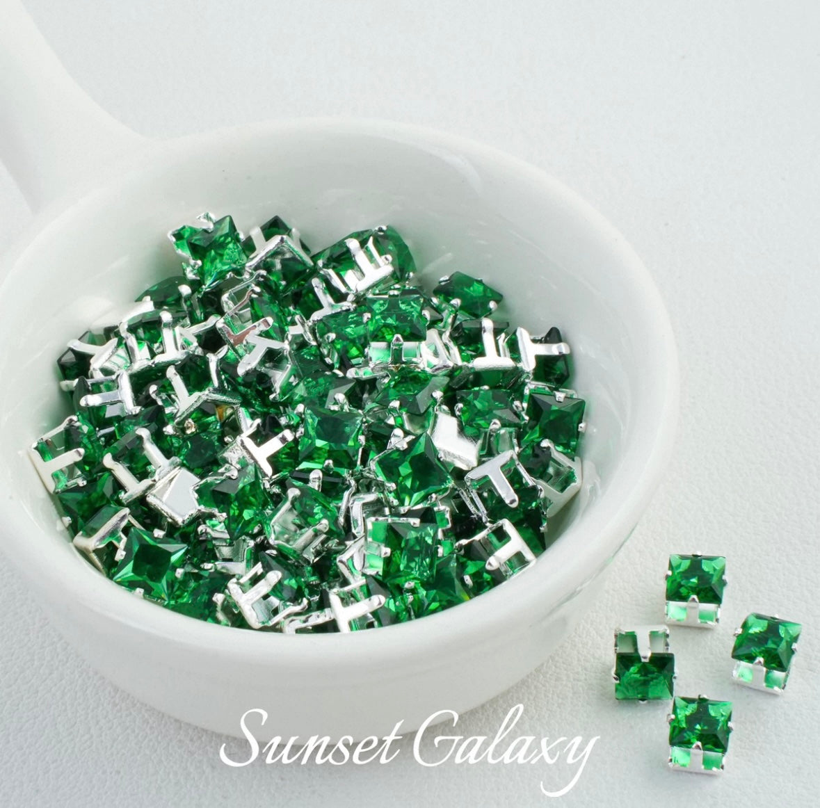 【 Card 5 Square 】 Silver Bottom Zircon Claw Diamond Gold Plated Beads Handmade DIY Bracelet Clothing Bead Accessories Material