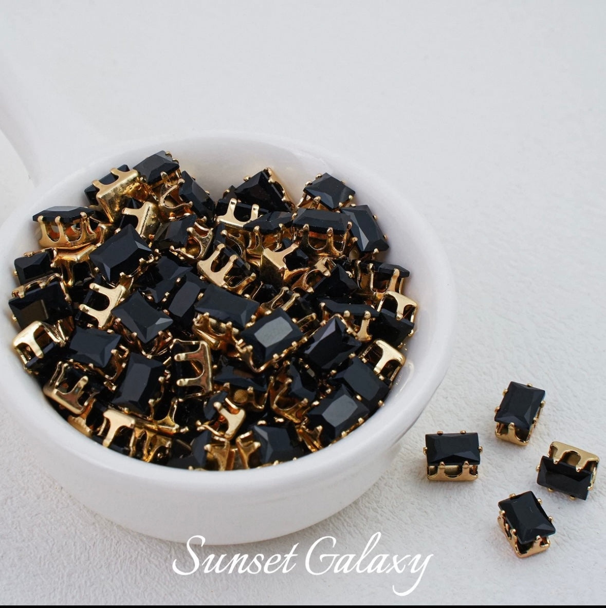 【CF 5 * 7 Rectangle 】 18k gold rectangular multi section zircon claw drill handmade DIY material bead bracelet accessory