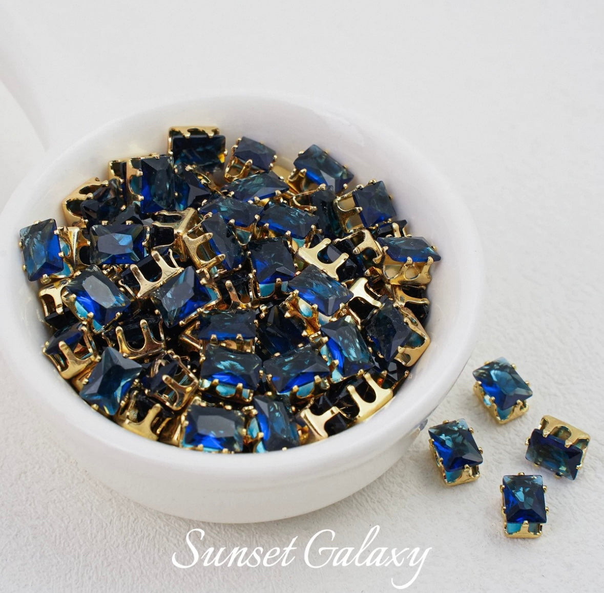 【CF 5 * 7 Rectangle 】 18k gold rectangular multi section zircon claw drill handmade DIY material bead bracelet accessory