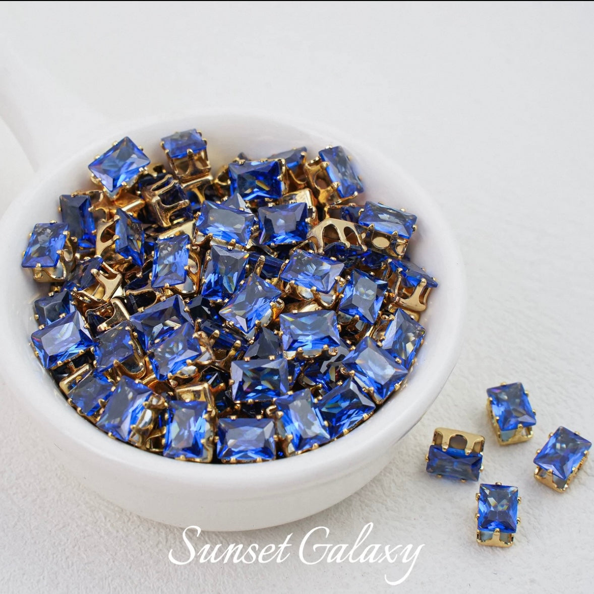 【CF 5 * 7 Rectangle 】 18k gold rectangular multi section zircon claw drill handmade DIY material bead bracelet accessory