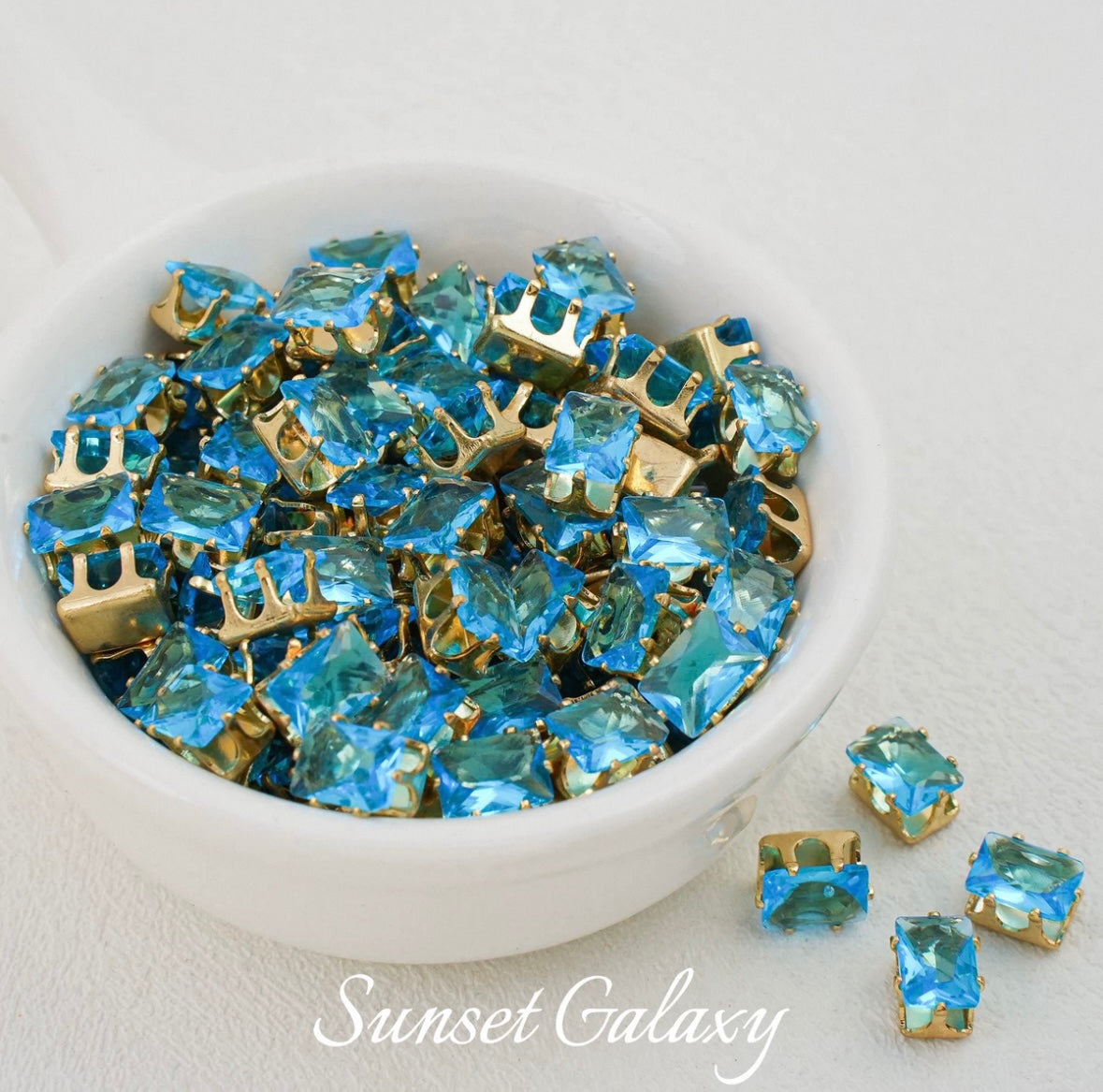 【CF 5 * 7 Rectangle 】 18k gold rectangular multi section zircon claw drill handmade DIY material bead bracelet accessory