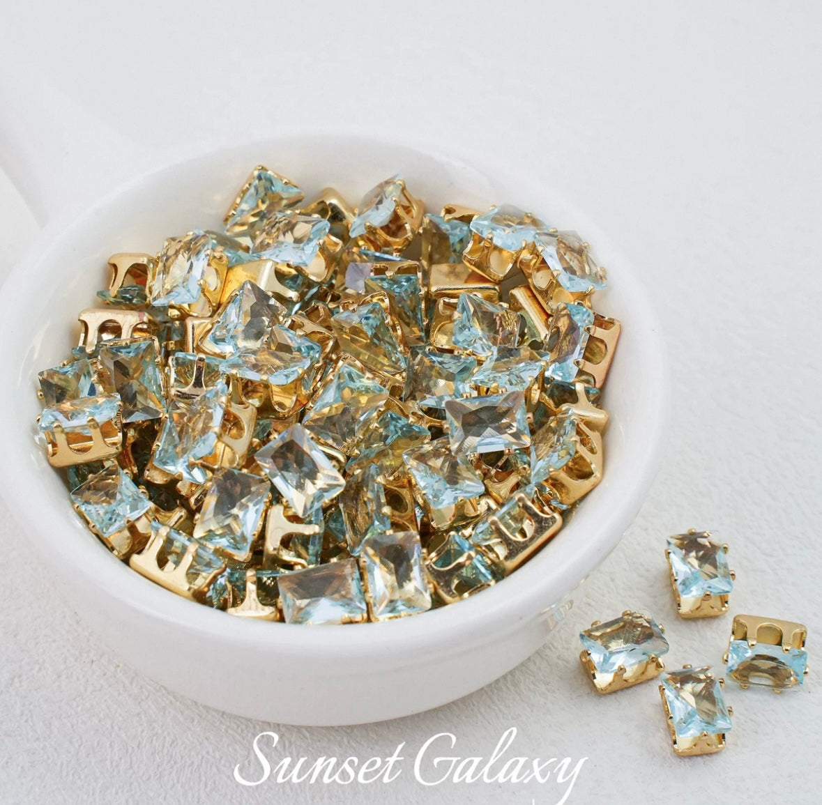 【CF 5 * 7 Rectangle 】 18k gold rectangular multi section zircon claw drill handmade DIY material bead bracelet accessory