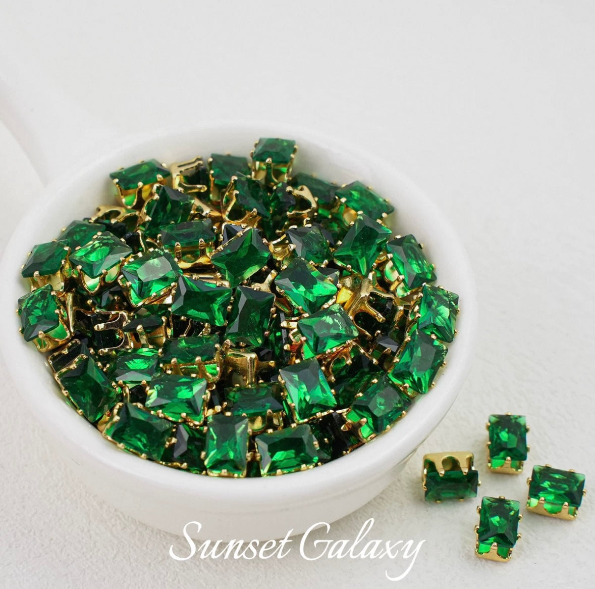 【CF 5 * 7 Rectangle 】 18k gold rectangular multi section zircon claw drill handmade DIY material bead bracelet accessory