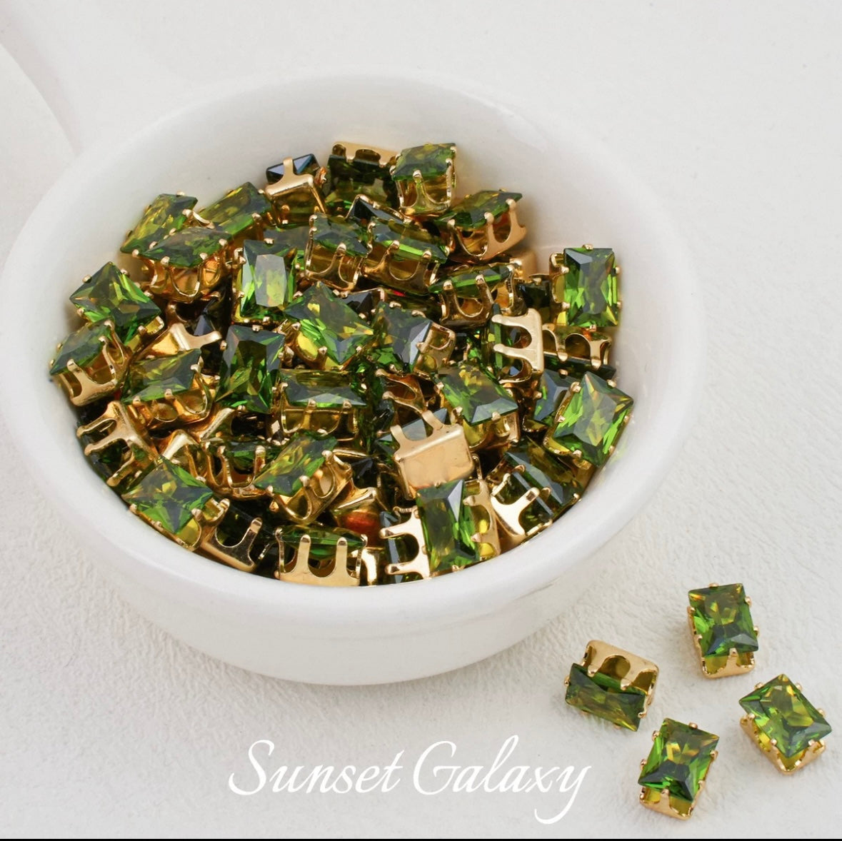 【CF 5 * 7 Rectangle 】 18k gold rectangular multi section zircon claw drill handmade DIY material bead bracelet accessory