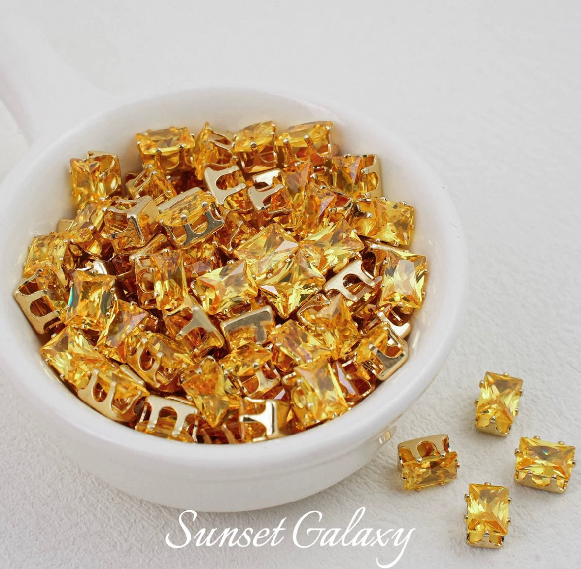 【CF 5 * 7 Rectangle 】 18k gold rectangular multi section zircon claw drill handmade DIY material bead bracelet accessory
