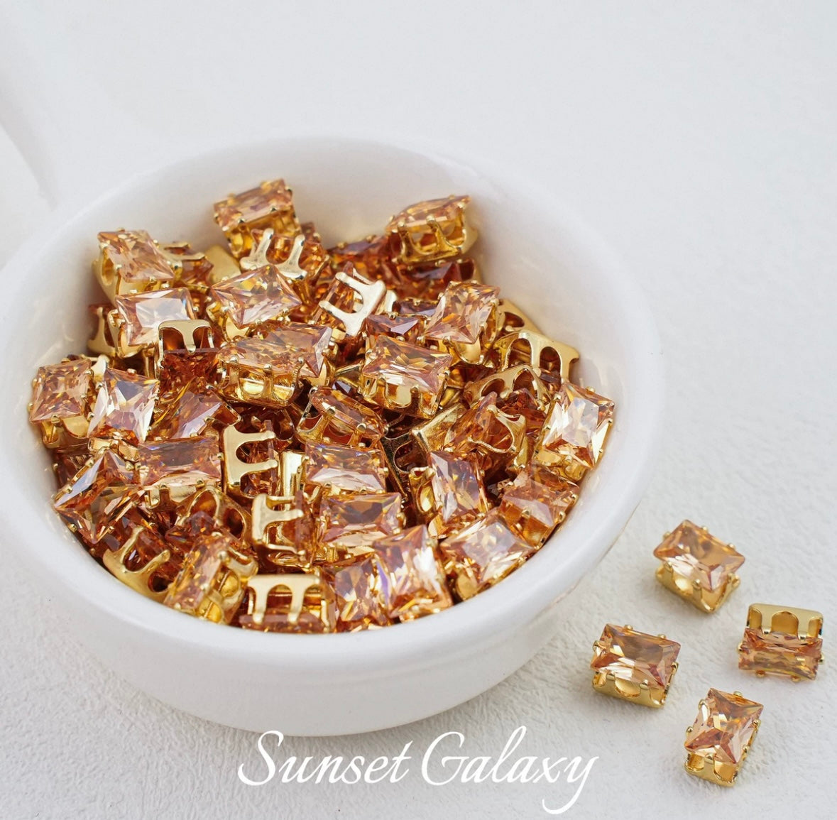 【CF 5 * 7 Rectangle 】 18k gold rectangular multi section zircon claw drill handmade DIY material bead bracelet accessory