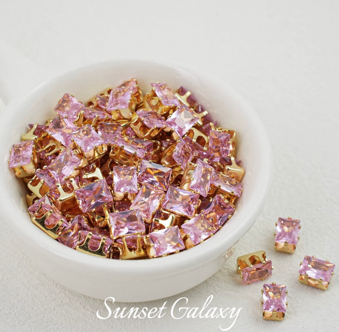 【CF 5 * 7 Rectangle 】 18k gold rectangular multi section zircon claw drill handmade DIY material bead bracelet accessory