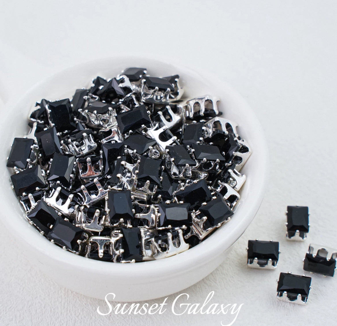 【CF 5 * 7 Rectangle 】 18k gold rectangular multi section zircon claw drill handmade DIY material bead bracelet accessory