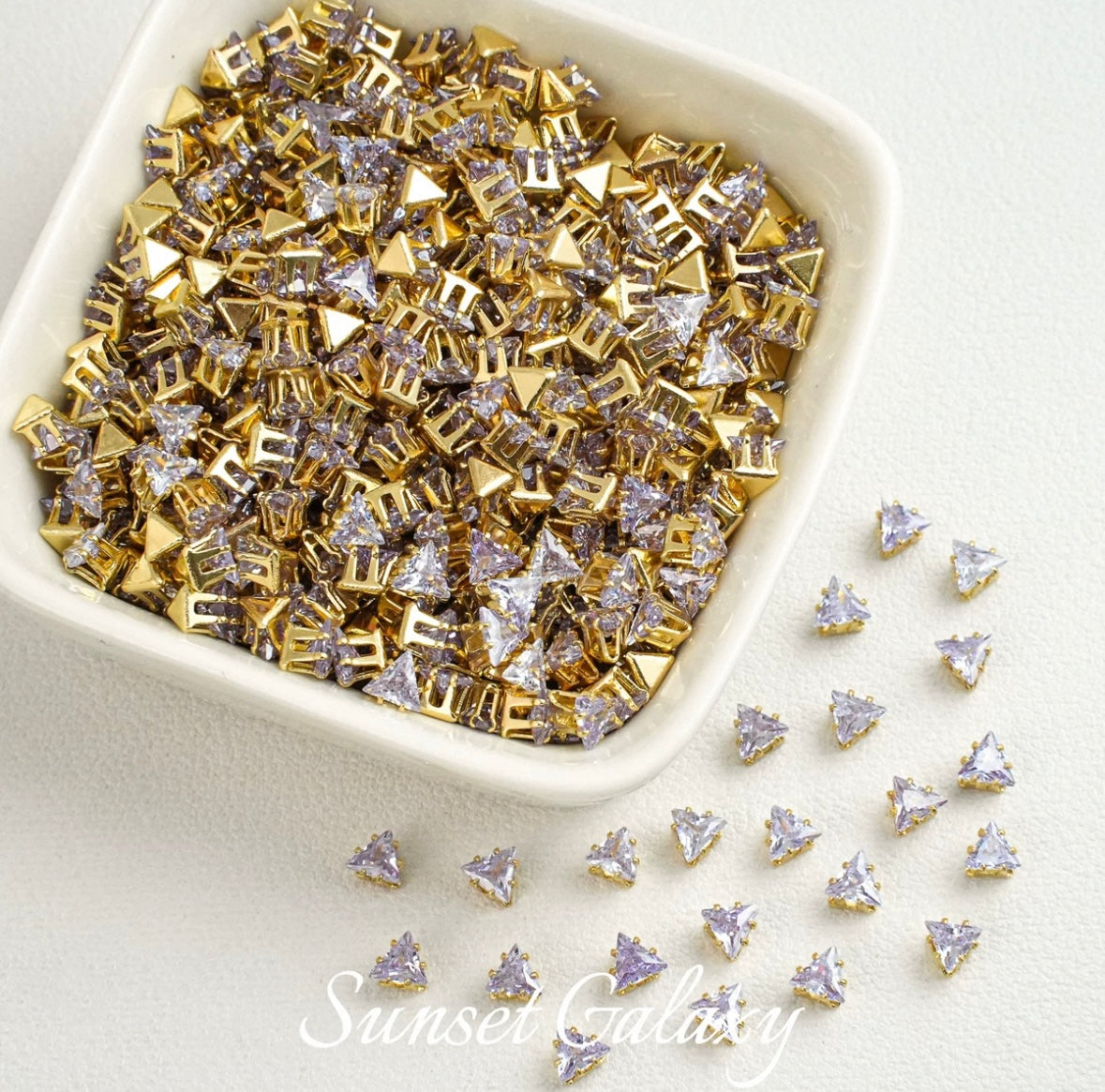 【 SJ 4'5'6mm Triangle 】 18k Multi faceted Zirconia Drill Claw Drill Barrier Bead Handmade DIY Bead Material Bracelet Accessories