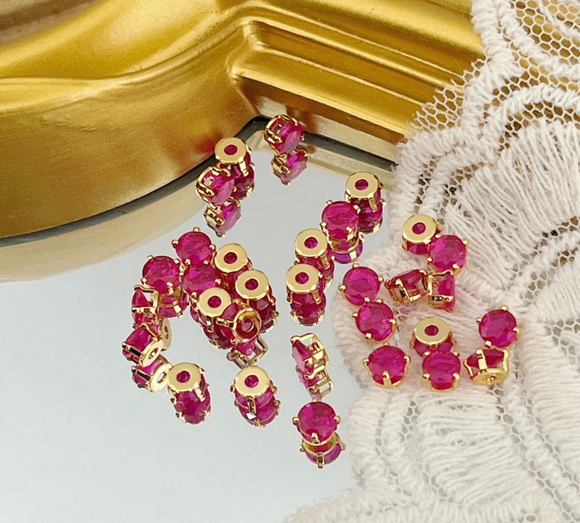 【 Y Card 5 Round Zirconia Silver Bottom Claw Diamond 】 Zirconia Silver Plated Bead Handmade DIY Material Bracelet Necklace Jewelry Accessories