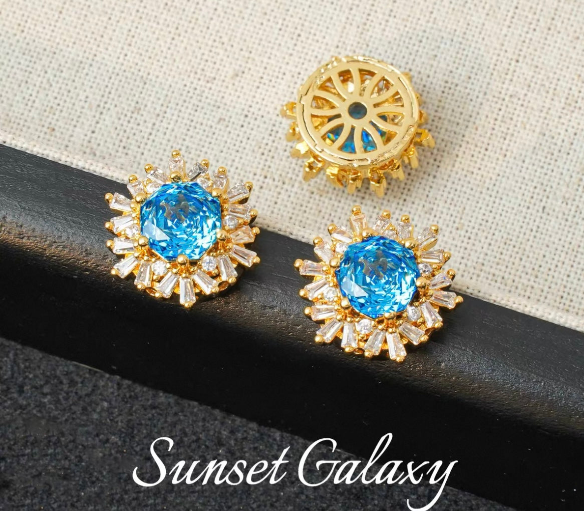 18k Sunflower Zircon Rose Cutting Full Zirconia Accessories Handmade DIY Bead Bracelet Necklace Accessories Materials