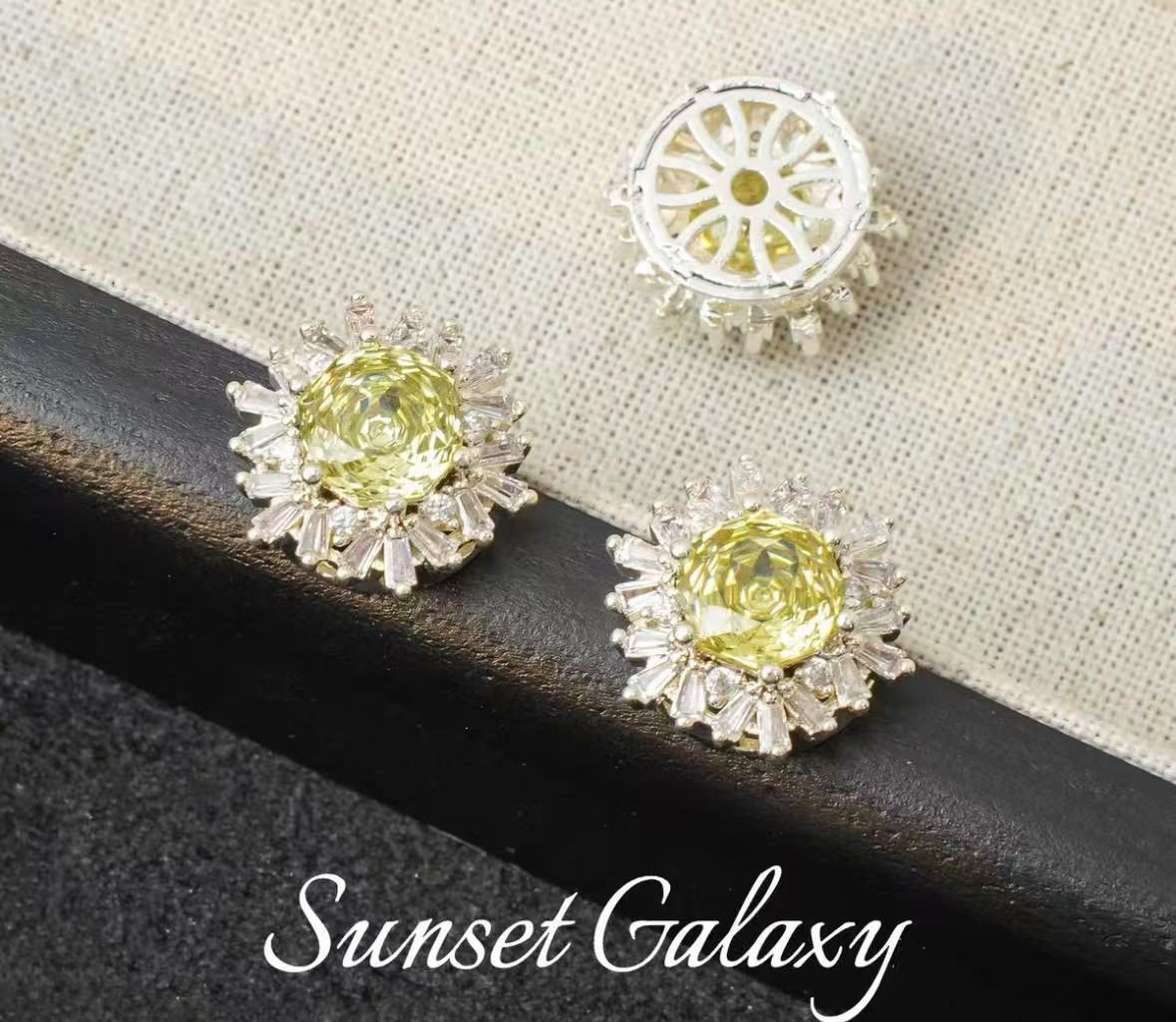 18k Sunflower Zircon Rose Cutting Full Zirconia Accessories Handmade DIY Bead Bracelet Necklace Accessories Materials