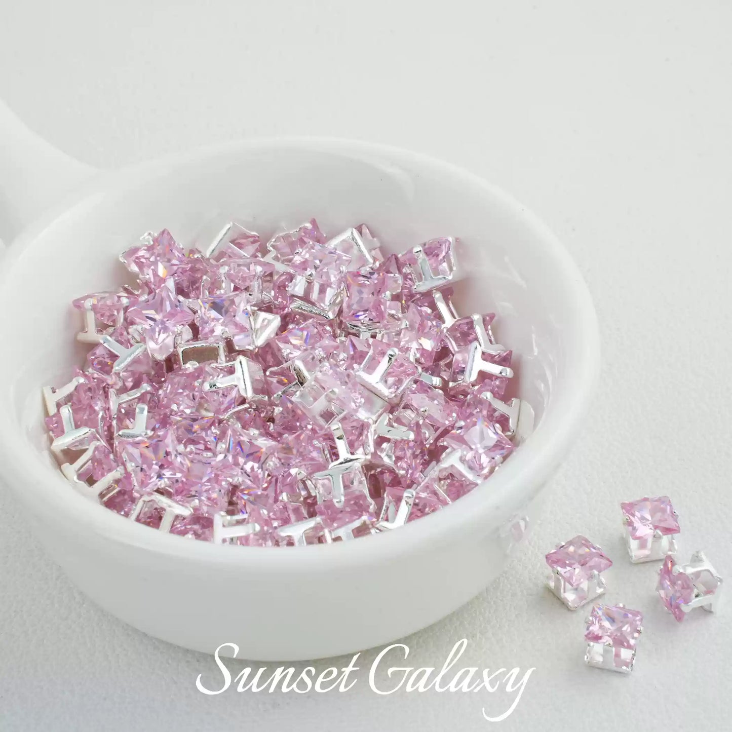 【 Card 5 Square 】 Silver Bottom Zircon Claw Diamond Gold Plated Beads Handmade DIY Bracelet Clothing Bead Accessories Material