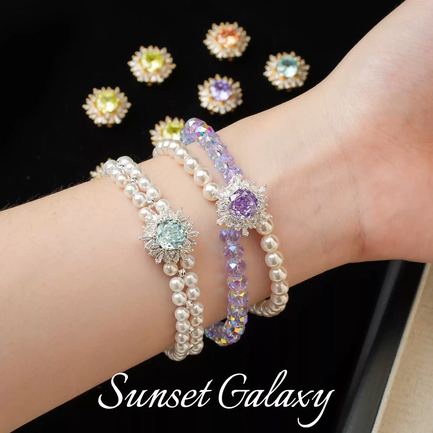 18k Sunflower Zircon Rose Cutting Full Zirconia Accessories Handmade DIY Bead Bracelet Necklace Accessories Materials