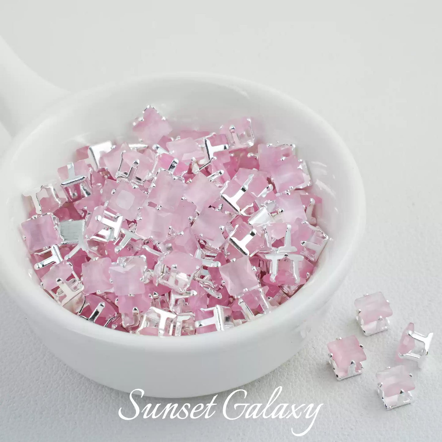 【 Card 5 Square 】 Silver Bottom Zircon Claw Diamond Gold Plated Beads Handmade DIY Bracelet Clothing Bead Accessories Material
