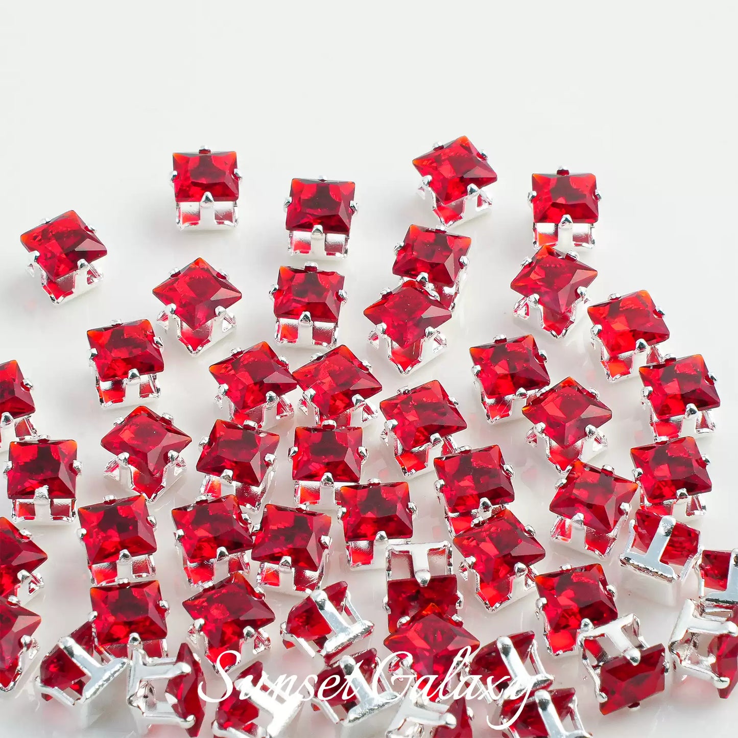 【 Card 5 Square 】 Silver Bottom Zircon Claw Diamond Gold Plated Beads Handmade DIY Bracelet Clothing Bead Accessories Material