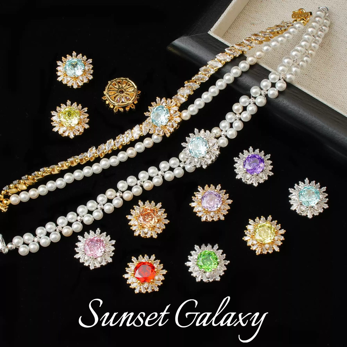 18k Sunflower Zircon Rose Cutting Full Zirconia Accessories Handmade DIY Bead Bracelet Necklace Accessories Materials