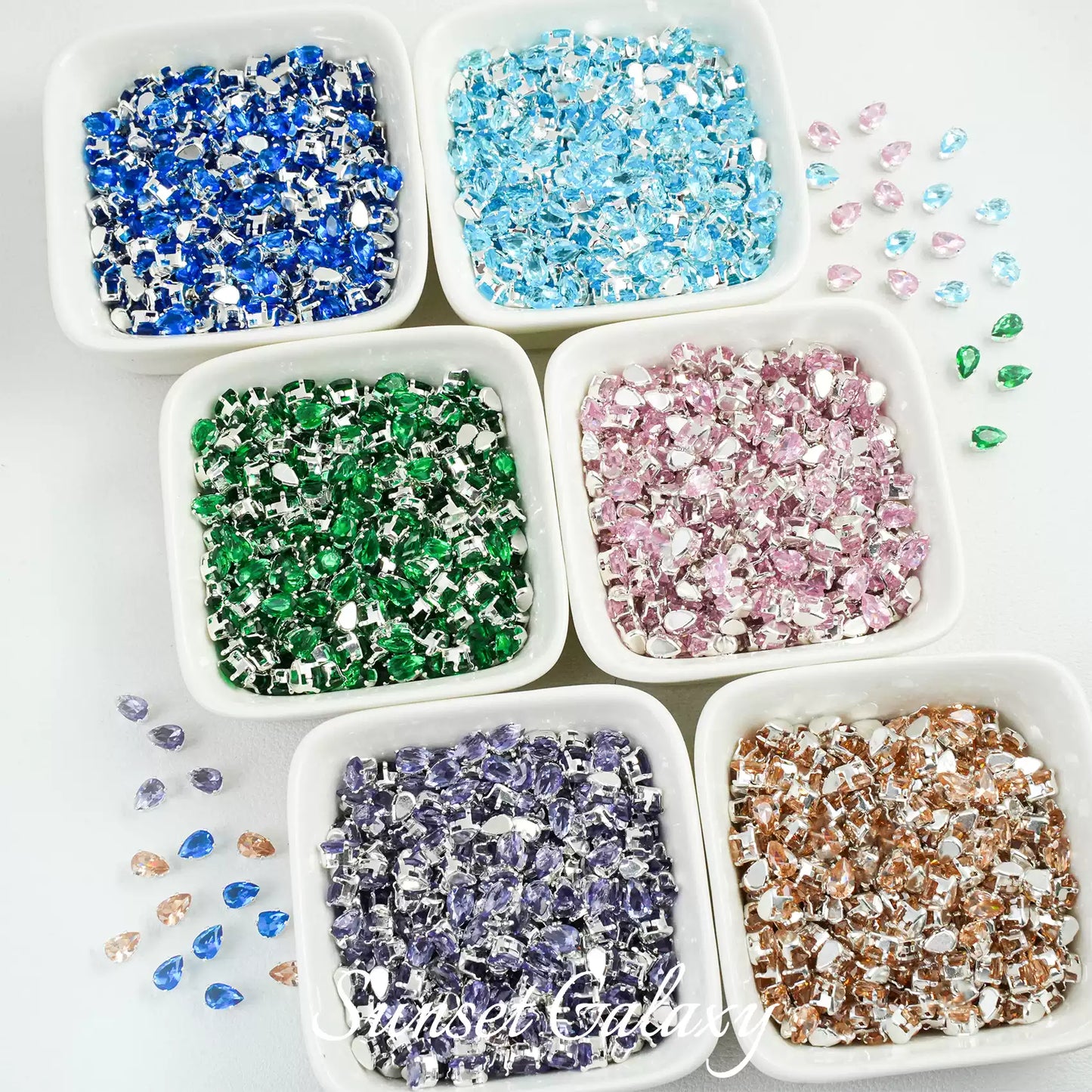【 Water Drop Silver Bottom 4× 6 】 Color Preserved Zircon Claw Diamond Beads Handmade DIY Bracelet Necklace Beads Clothing Material Accessories