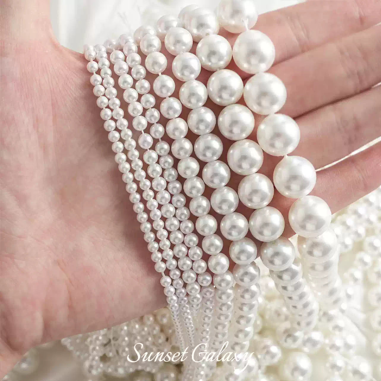 Imitation pearl through-hole round bead scattered bead bracelet necklace handmade DIY jewelry accessories
