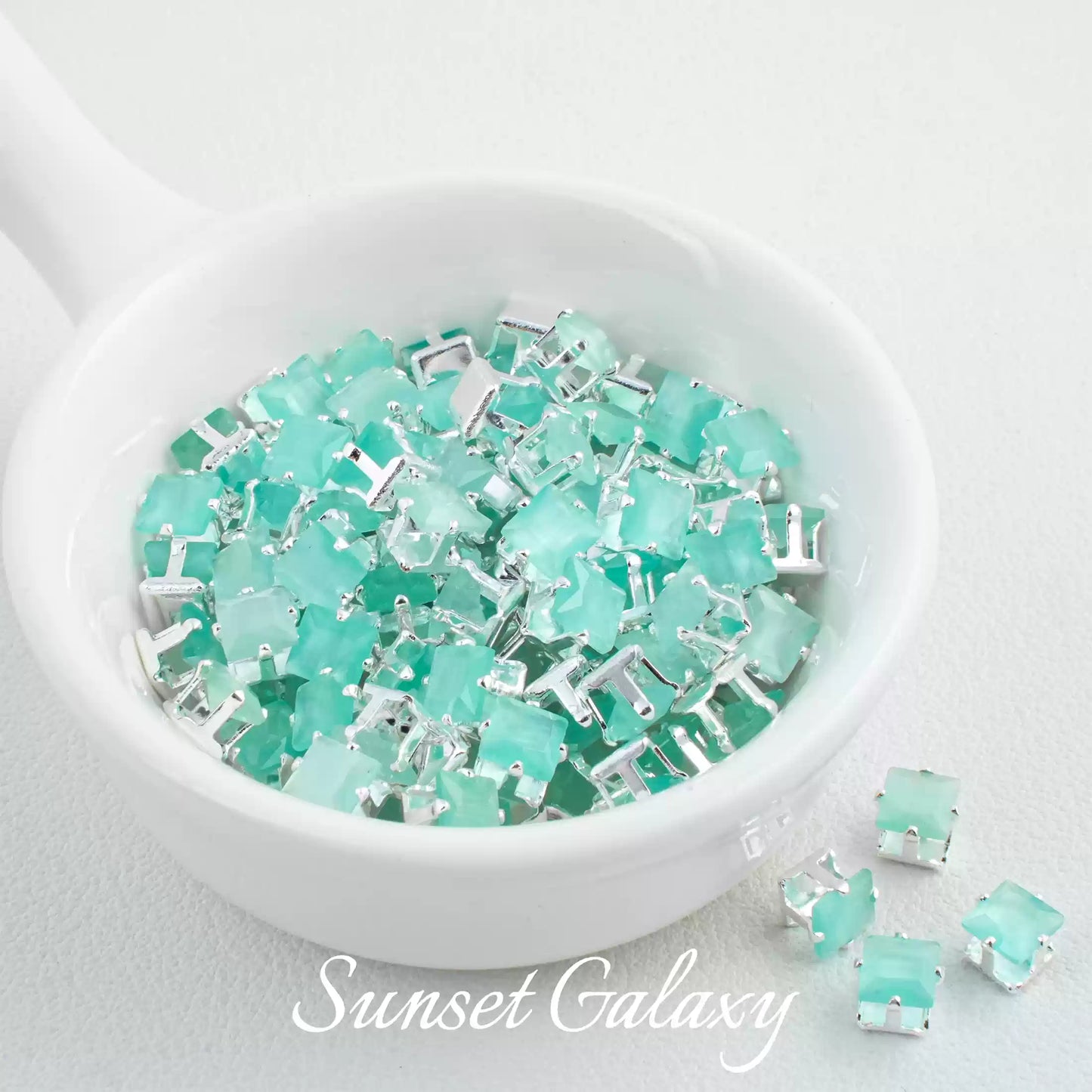 【 Card 5 Square 】 Silver Bottom Zircon Claw Diamond Gold Plated Beads Handmade DIY Bracelet Clothing Bead Accessories Material