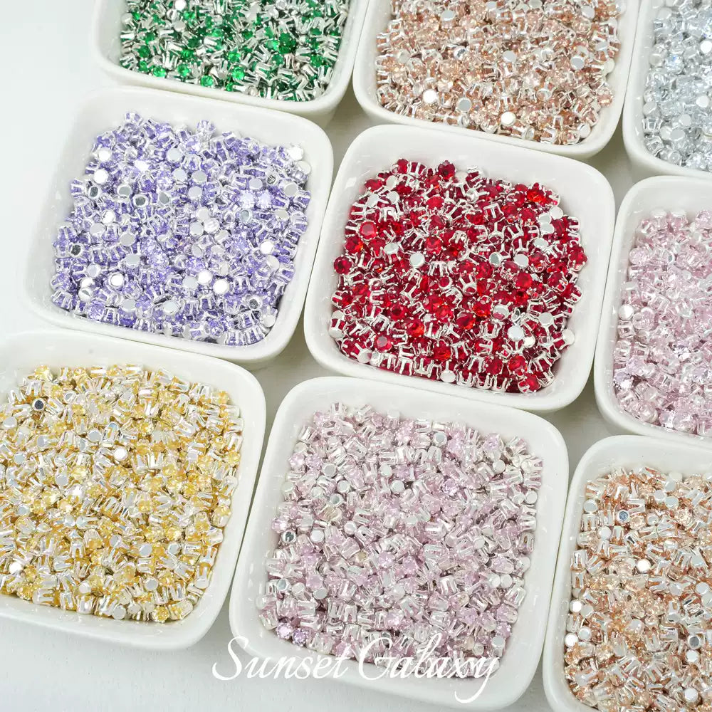 【Y 2/3/4/6 Round Zirconia Silver Bottom Claw Diamond 】 Zirconia Loose Bead Color Preserving DIY Handmade Bead Material Bracelet Accessories