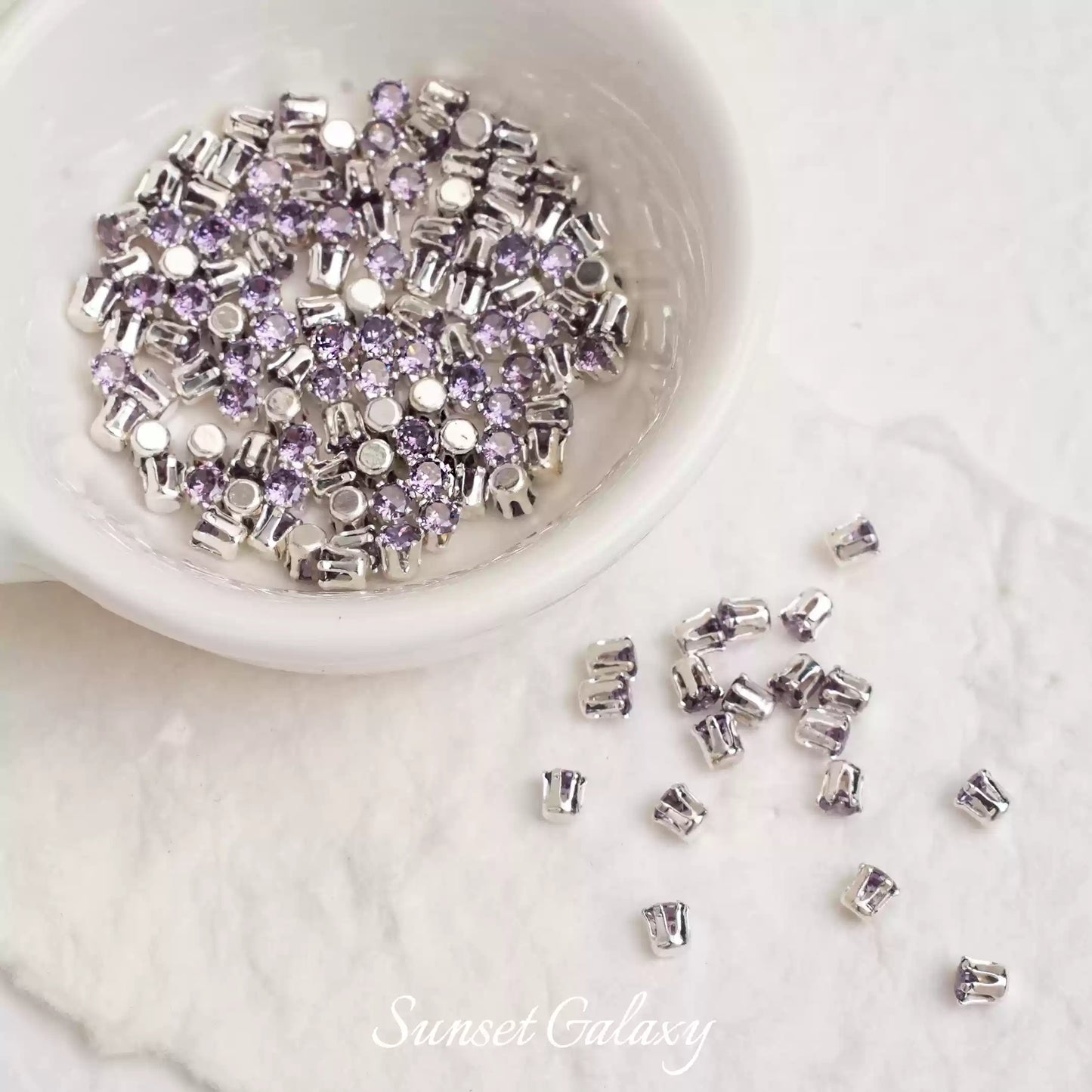【Y 2/3/4/6 Round Zirconia Silver Bottom Claw Diamond 】 Zirconia Loose Bead Color Preserving DIY Handmade Bead Material Bracelet Accessories