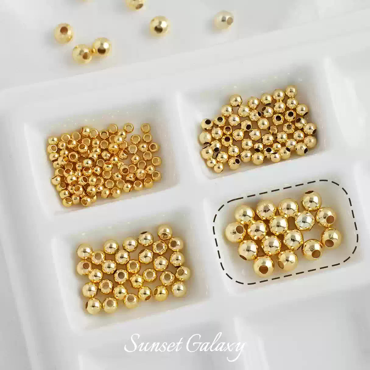 GZ 14k18k Package Gold Color Preserved Round Beads Gold Beads Separated Beads Loose Beads Handmade DIY Bead Bracelet Necklace Accessories