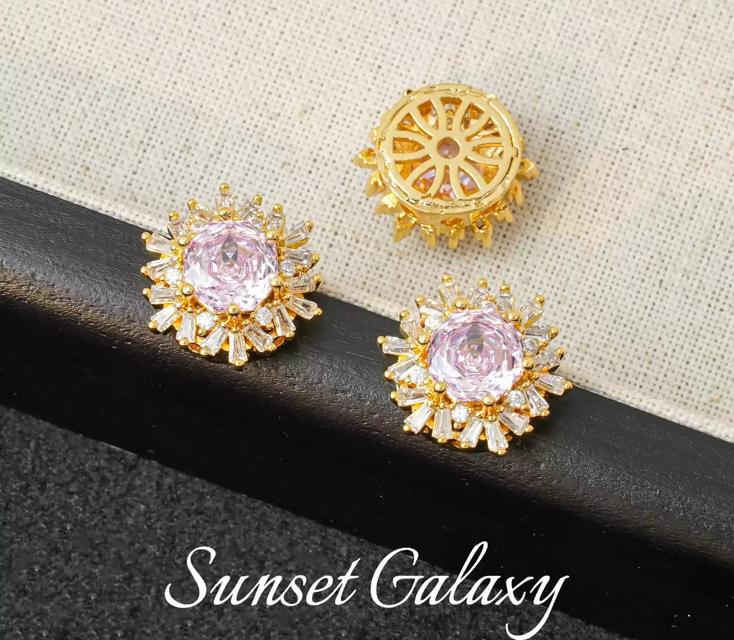 18k Sunflower Zircon Rose Cutting Full Zirconia Accessories Handmade DIY Bead Bracelet Necklace Accessories Materials