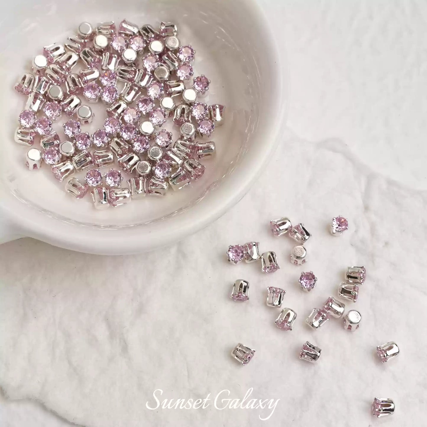 【Y 2/3/4/6 Round Zirconia Silver Bottom Claw Diamond 】 Zirconia Loose Bead Color Preserving DIY Handmade Bead Material Bracelet Accessories