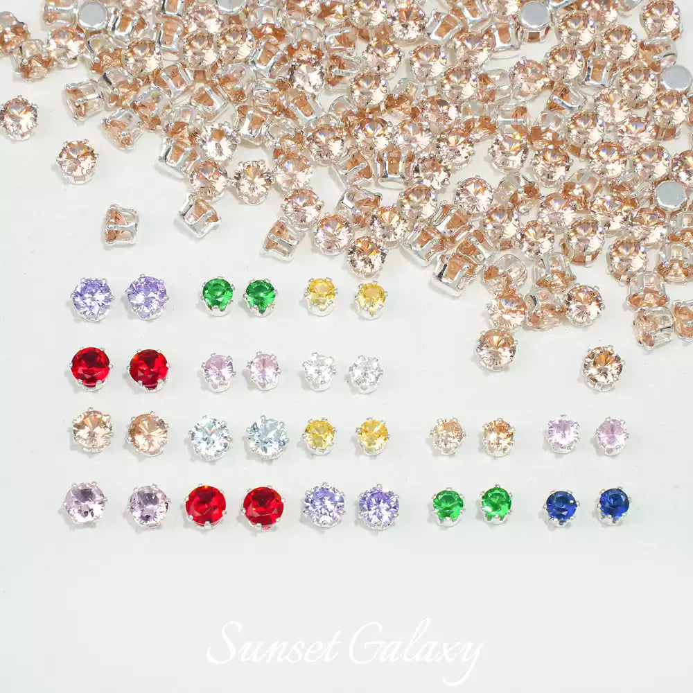 【Y 2/3/4/6 Round Zirconia Silver Bottom Claw Diamond 】 Zirconia Loose Bead Color Preserving DIY Handmade Bead Material Bracelet Accessories