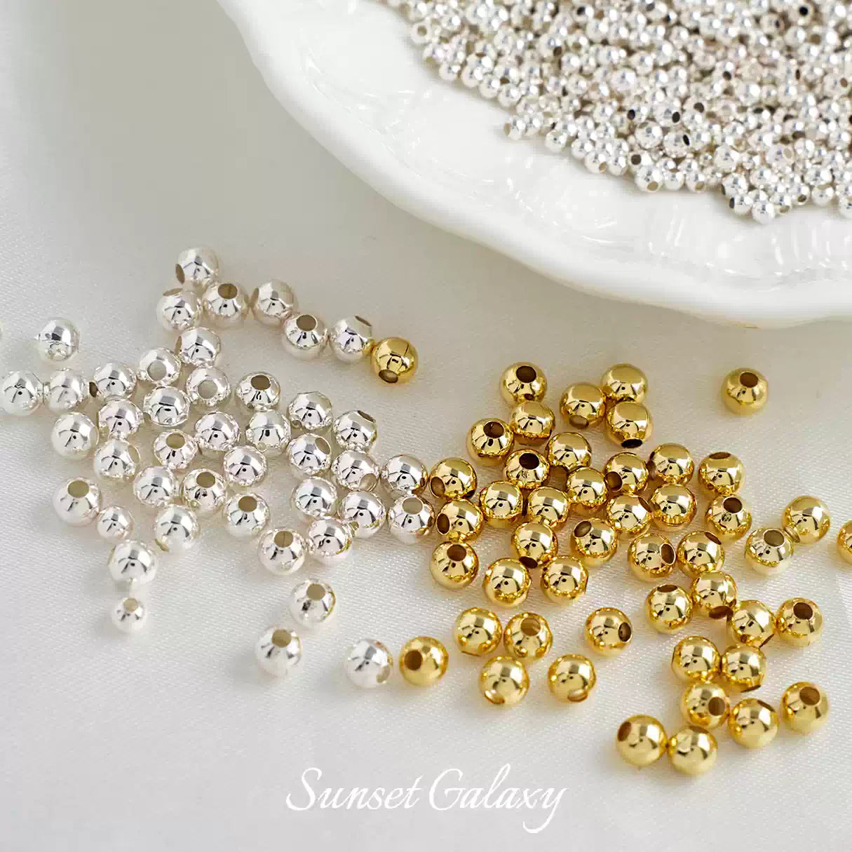 GZ 14k18k Package Gold Color Preserved Round Beads Gold Beads Separated Beads Loose Beads Handmade DIY Bead Bracelet Necklace Accessories