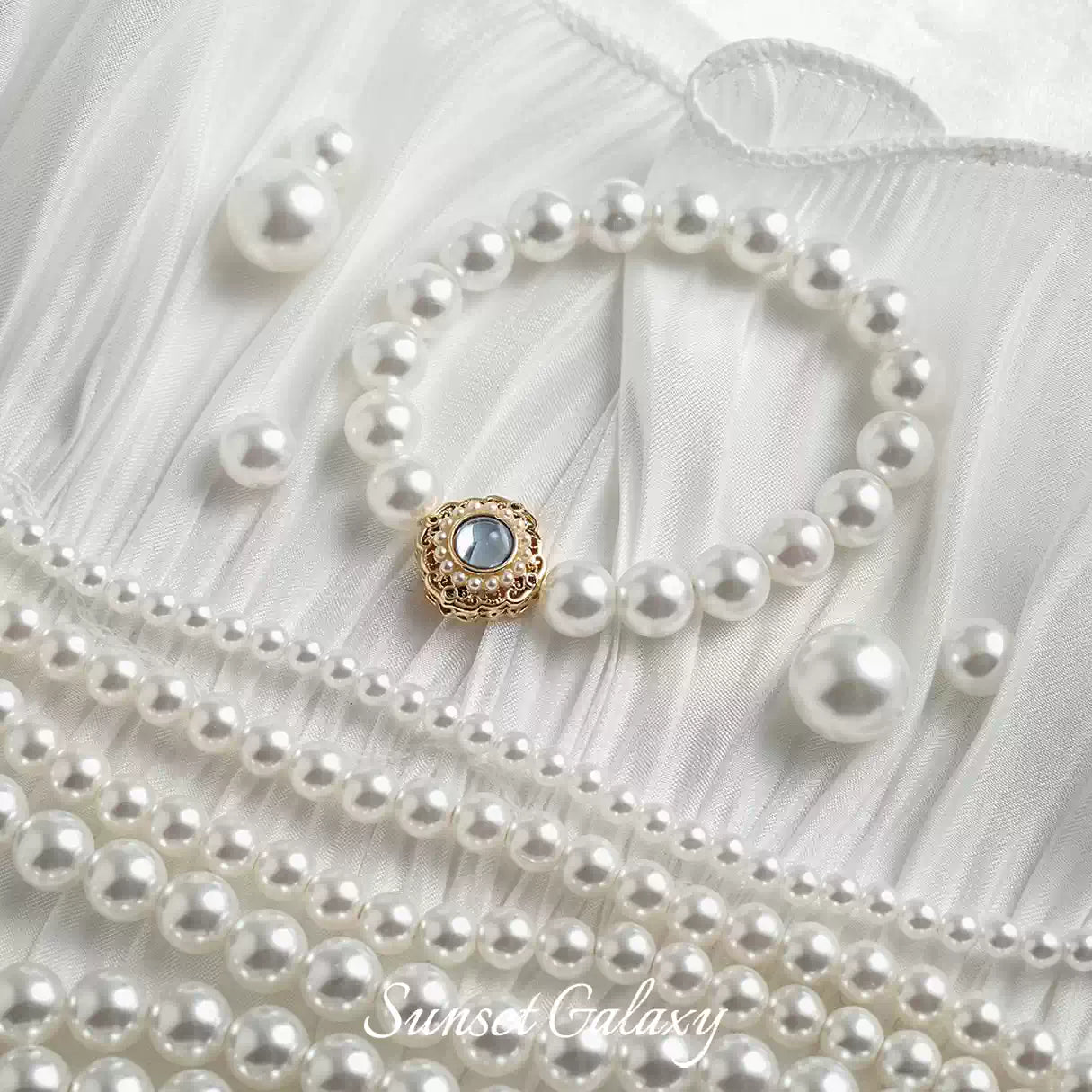 Imitation pearl through-hole round bead scattered bead bracelet necklace handmade DIY jewelry accessories