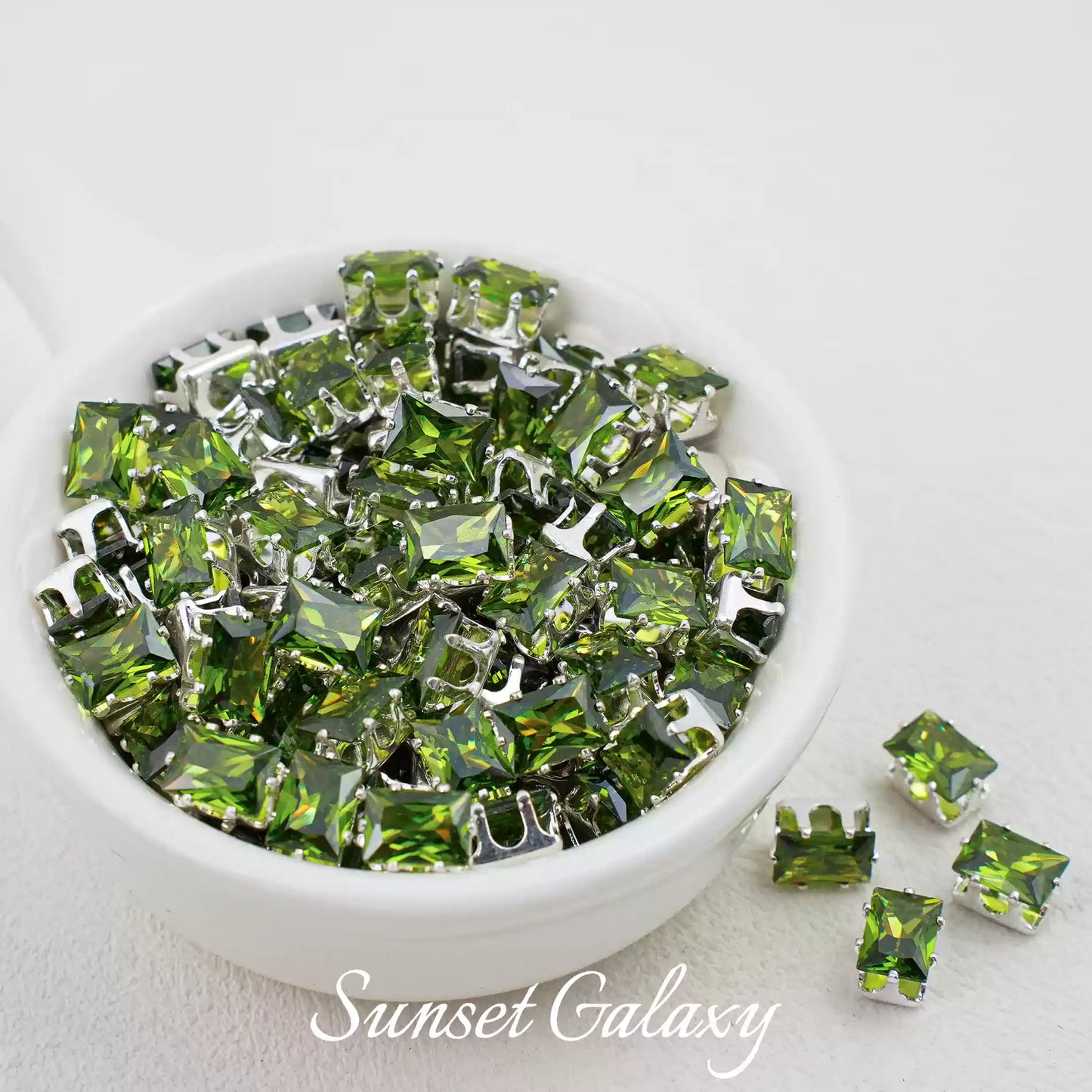 【CF 5 * 7 Rectangle 】 18k gold rectangular multi section zircon claw drill handmade DIY material bead bracelet accessory