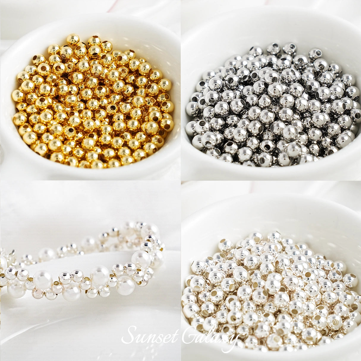 GZ 14k18k Package Gold Color Preserved Round Beads Gold Beads Separated Beads Loose Beads Handmade DIY Bead Bracelet Necklace Accessories