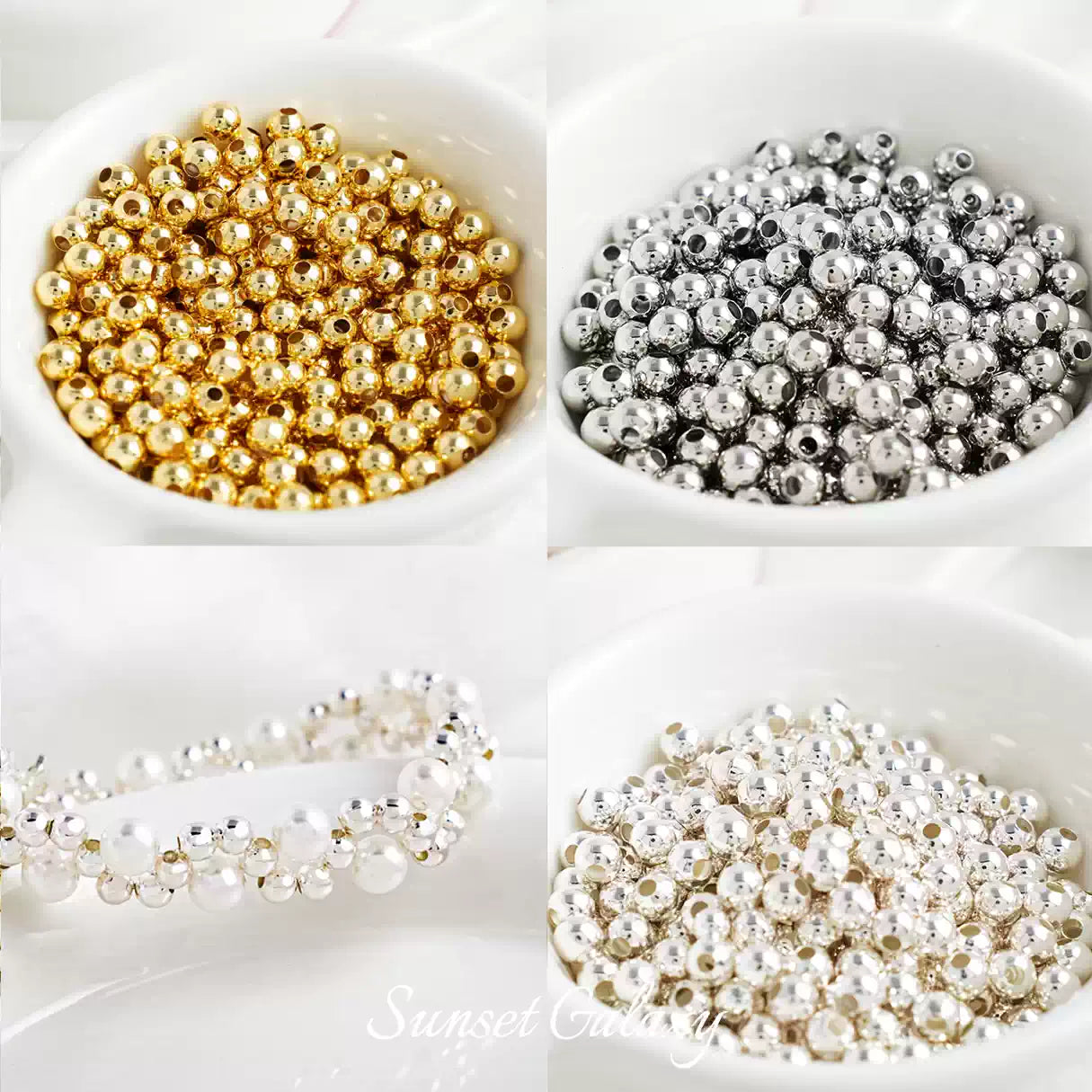 GZ 14k18k Package Gold Color Preserved Round Beads Gold Beads Separated Beads Loose Beads Handmade DIY Bead Bracelet Necklace Accessories