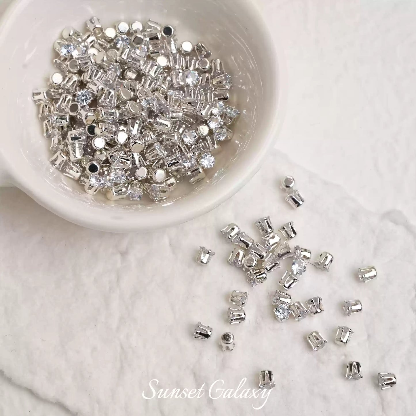 【Y 2/3/4/6 Round Zirconia Silver Bottom Claw Diamond 】 Zirconia Loose Bead Color Preserving DIY Handmade Bead Material Bracelet Accessories
