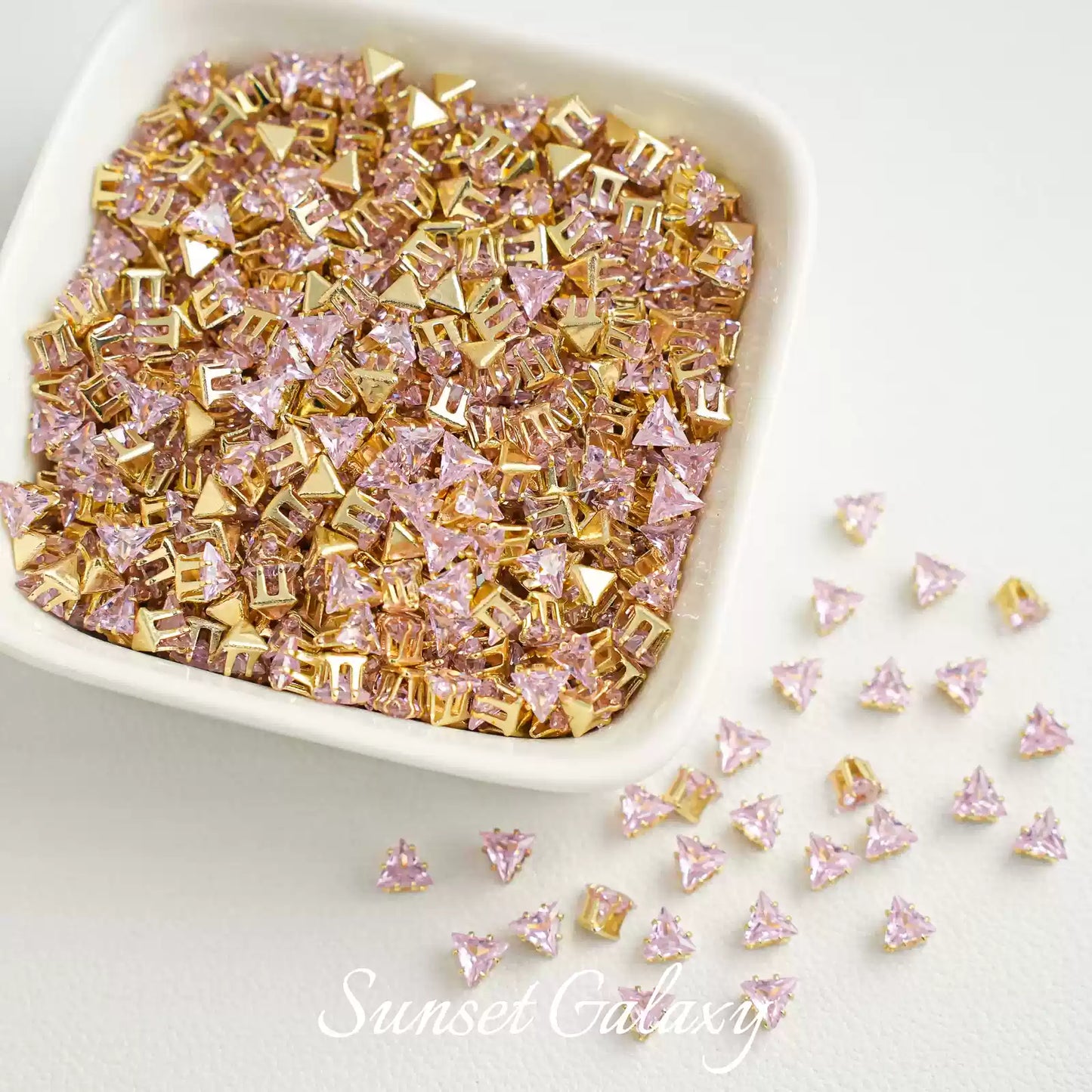 【 SJ 4'5'6mm Triangle 】 18k Multi faceted Zirconia Drill Claw Drill Barrier Bead Handmade DIY Bead Material Bracelet Accessories