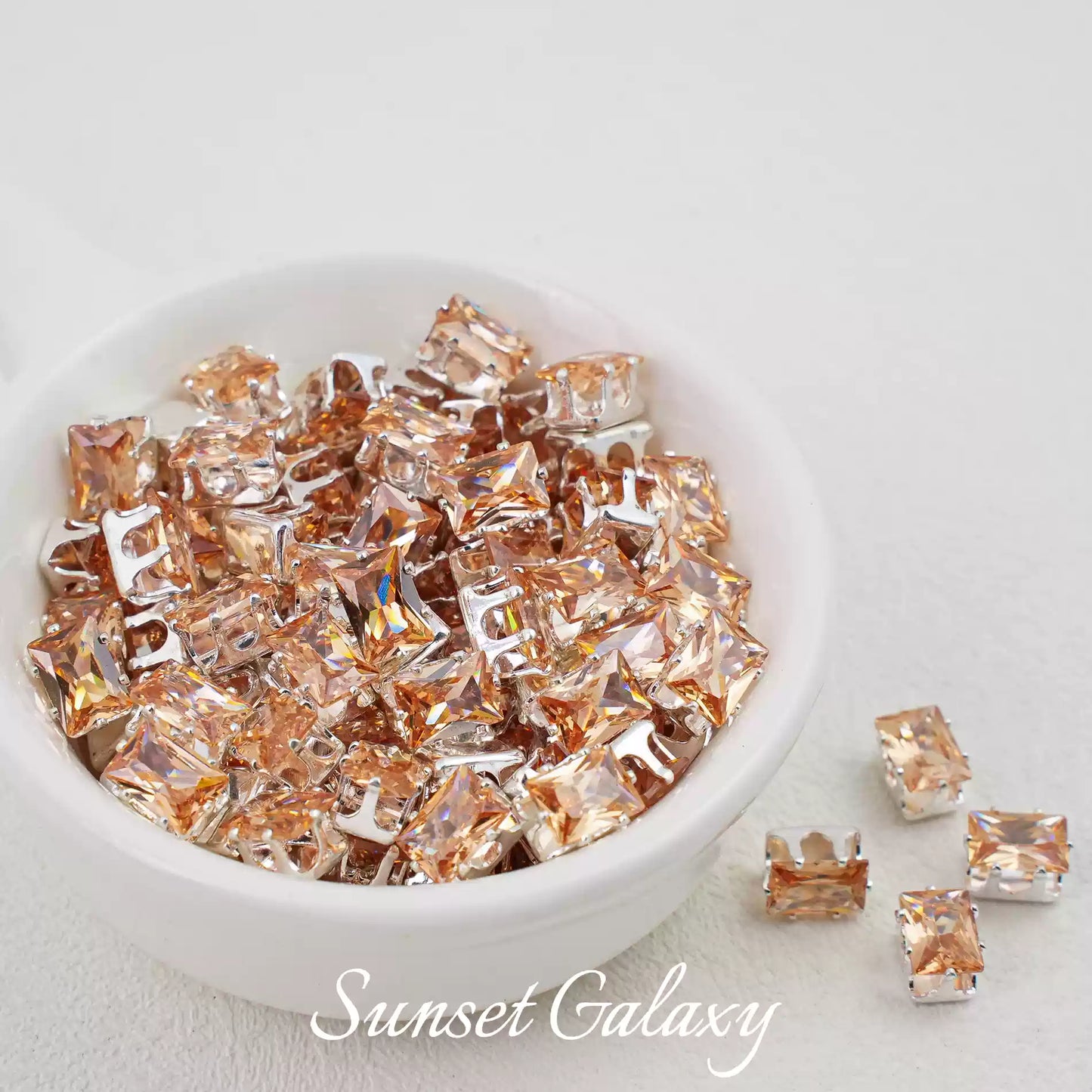 【CF 5 * 7 Rectangle 】 18k gold rectangular multi section zircon claw drill handmade DIY material bead bracelet accessory