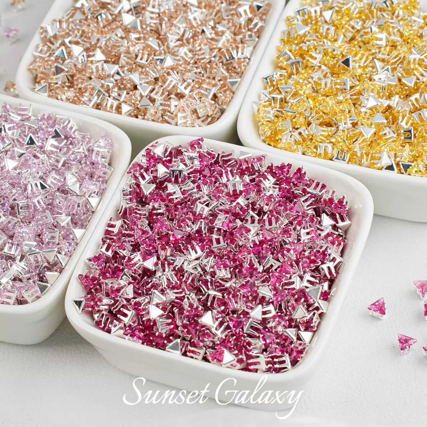 【 SJ 4'5'6mm Triangle 】 18k Multi faceted Zirconia Drill Claw Drill Barrier Bead Handmade DIY Bead Material Bracelet Accessories
