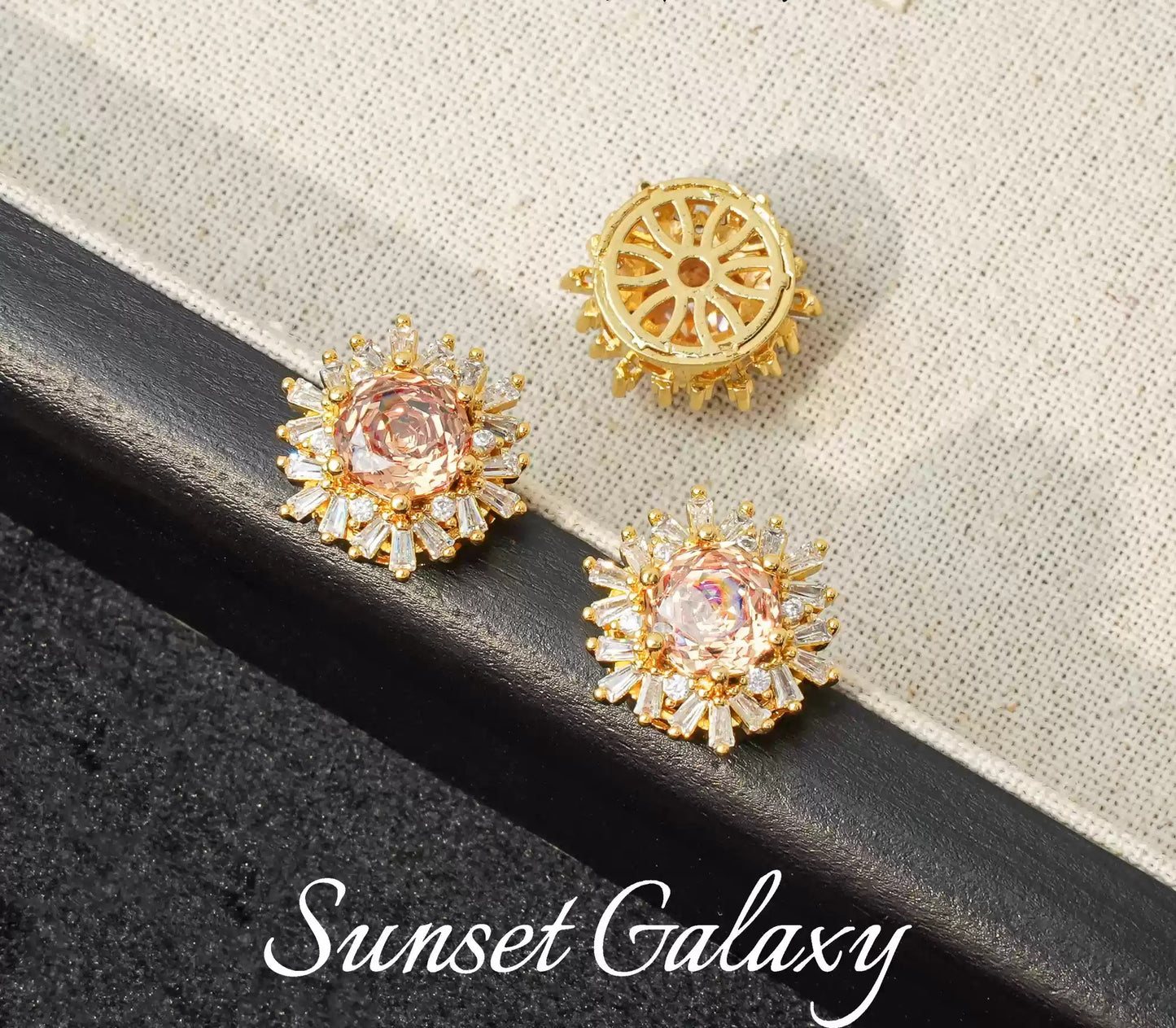 18k Sunflower Zircon Rose Cutting Full Zirconia Accessories Handmade DIY Bead Bracelet Necklace Accessories Materials