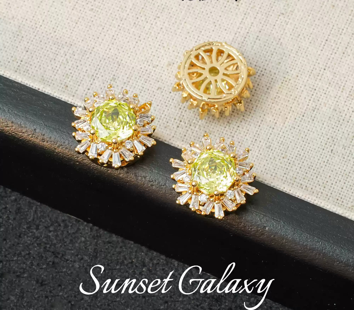 18k Sunflower Zircon Rose Cutting Full Zirconia Accessories Handmade DIY Bead Bracelet Necklace Accessories Materials