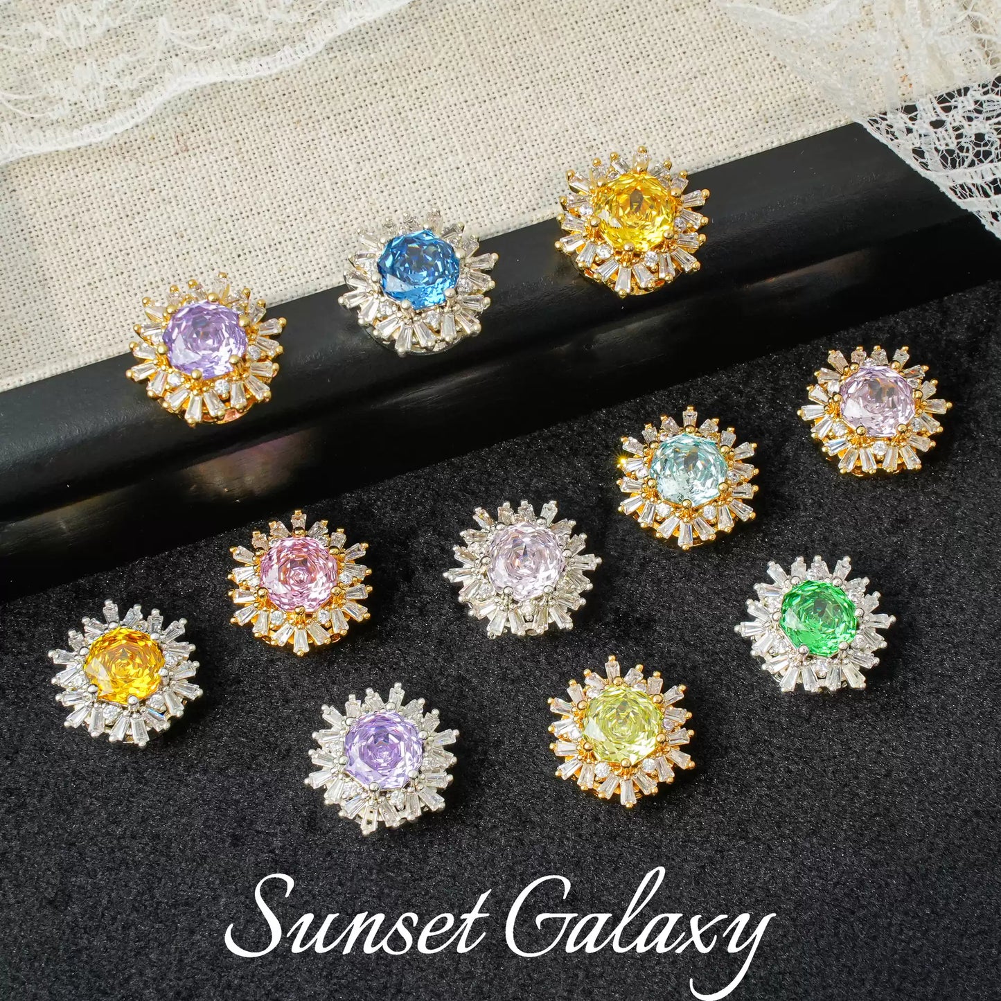 18k Sunflower Zircon Rose Cutting Full Zirconia Accessories Handmade DIY Bead Bracelet Necklace Accessories Materials