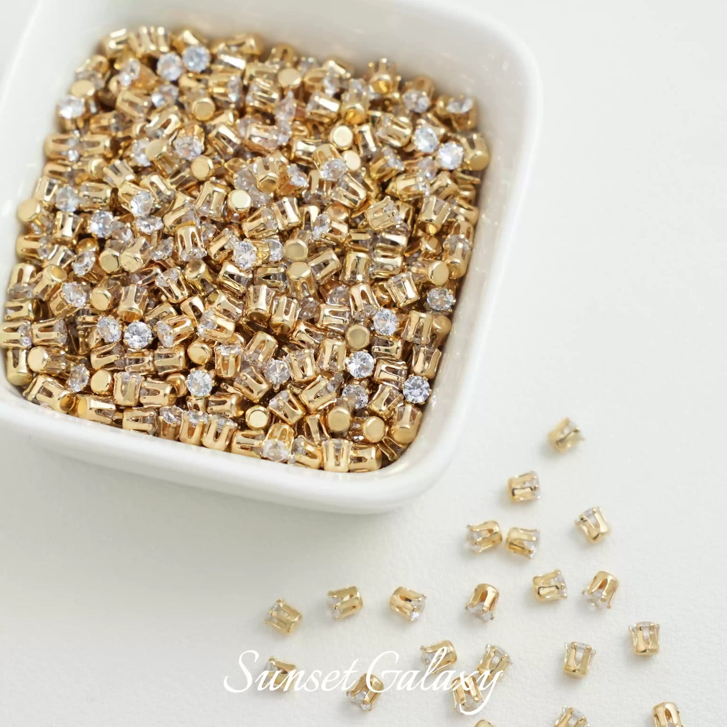 【 Y Card 5 Round Zirconia Silver Bottom Claw Diamond 】 Zirconia Silver Plated Bead Handmade DIY Material Bracelet Necklace Jewelry Accessories