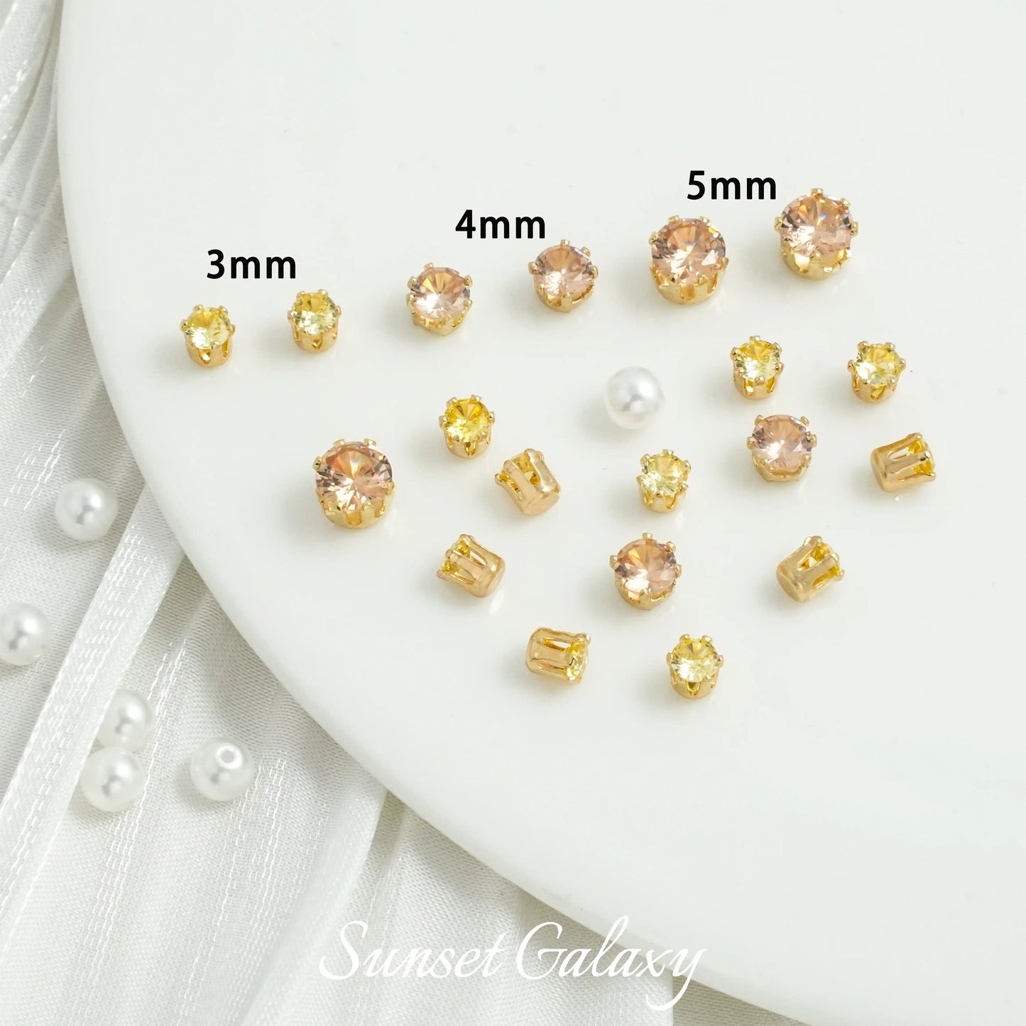 【 Y Card 5 Round Zirconia Silver Bottom Claw Diamond 】 Zirconia Silver Plated Bead Handmade DIY Material Bracelet Necklace Jewelry Accessories