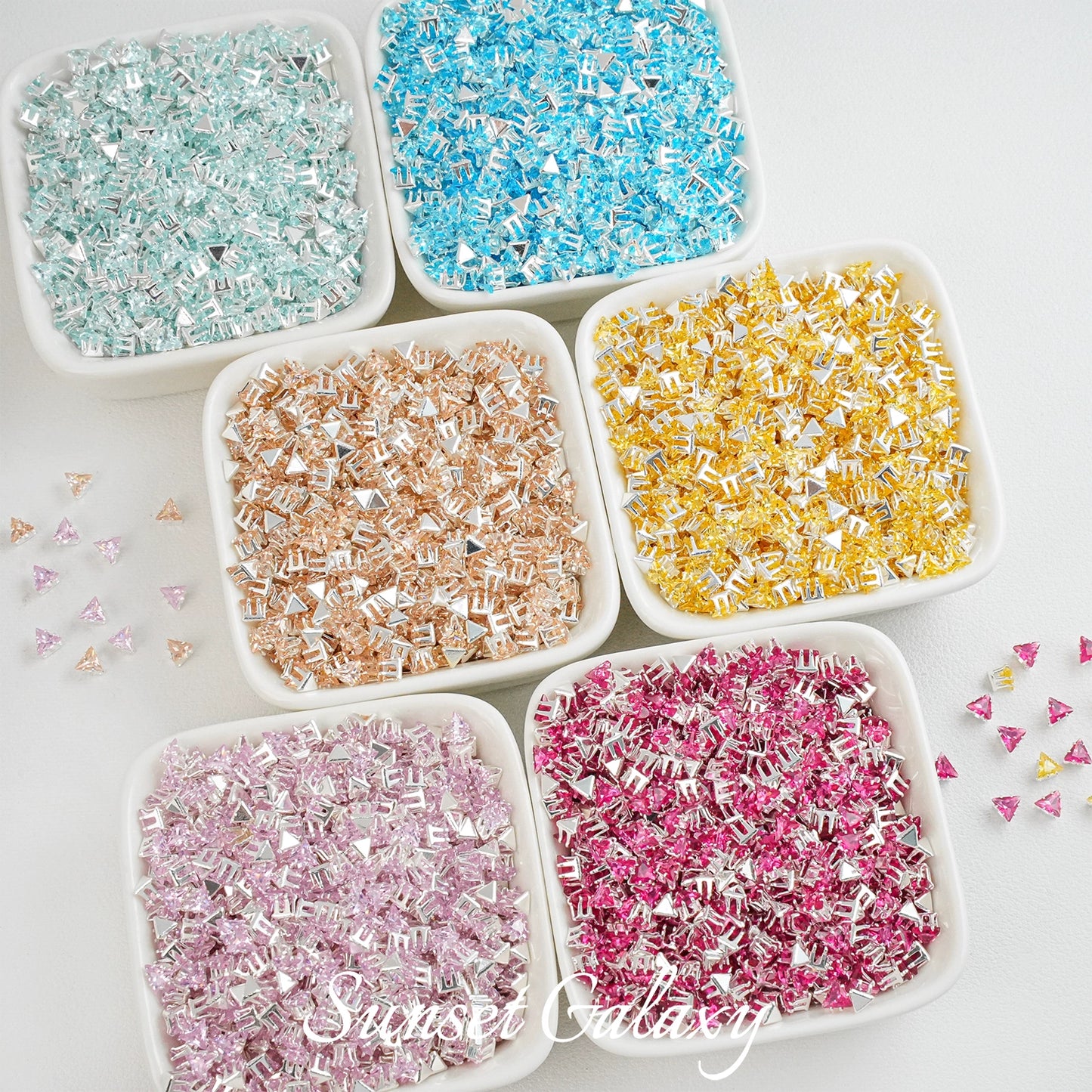 【 SJ 4'5'6mm Triangle 】 18k Multi faceted Zirconia Drill Claw Drill Barrier Bead Handmade DIY Bead Material Bracelet Accessories