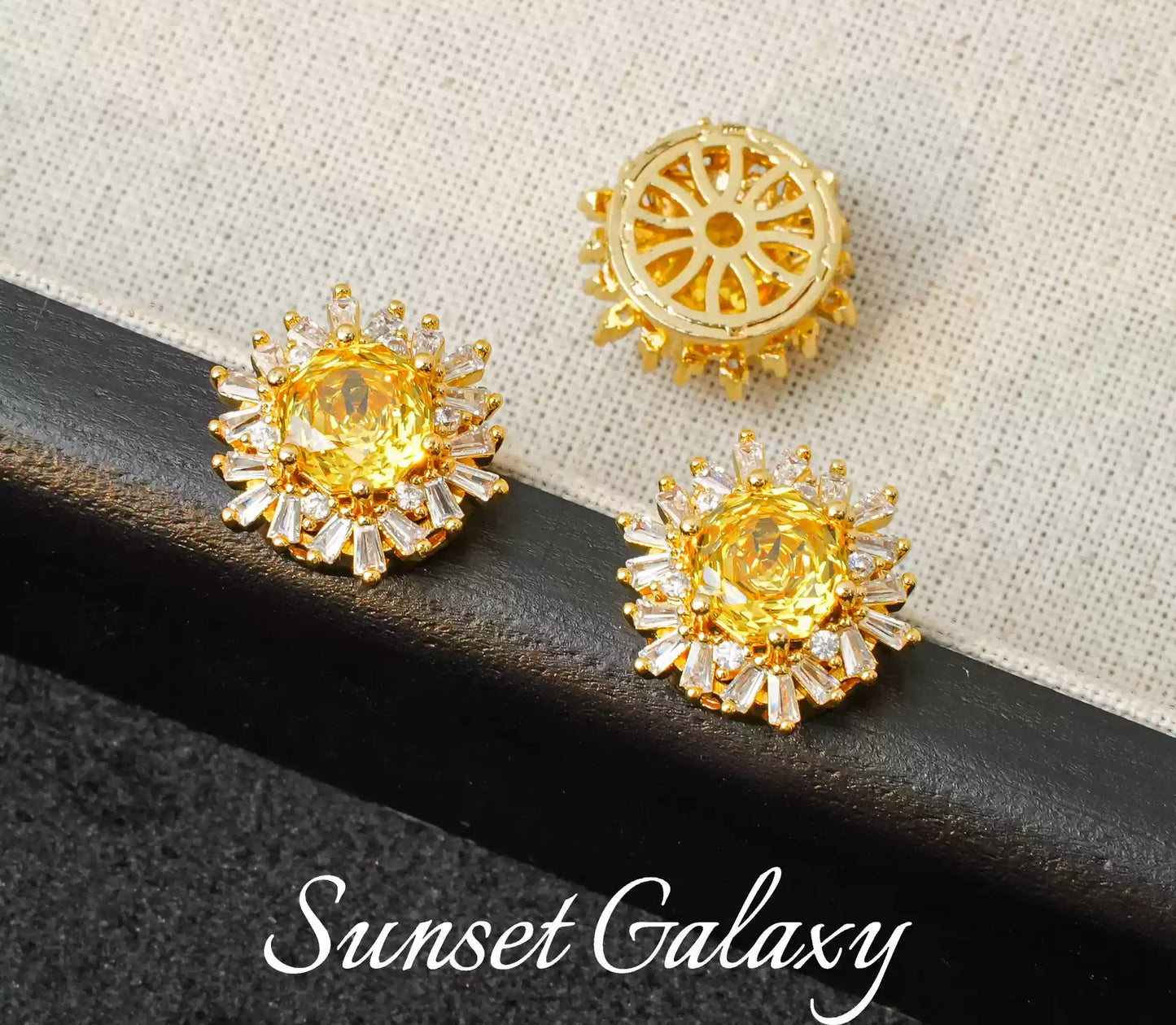18k Sunflower Zircon Rose Cutting Full Zirconia Accessories Handmade DIY Bead Bracelet Necklace Accessories Materials
