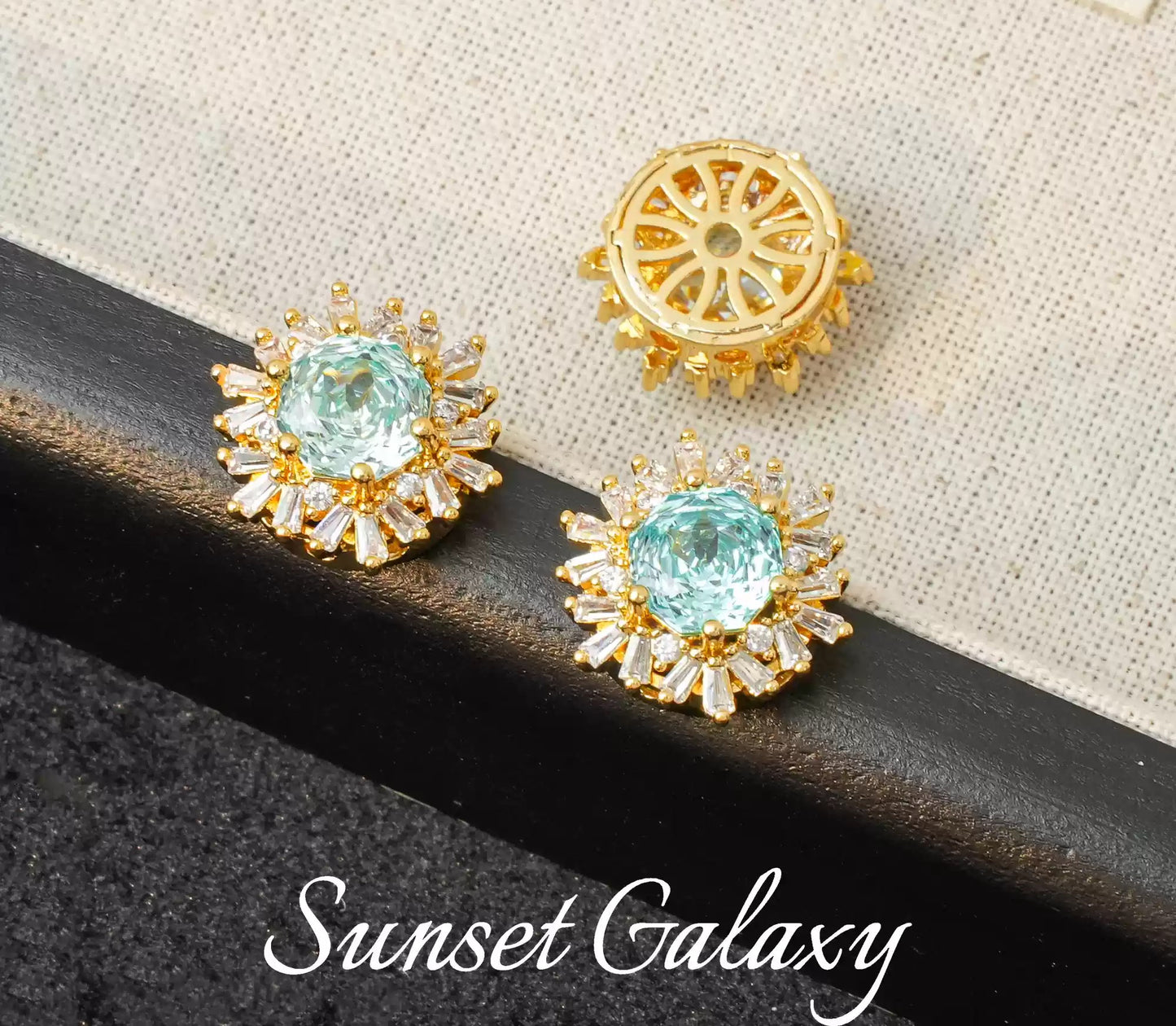18k Sunflower Zircon Rose Cutting Full Zirconia Accessories Handmade DIY Bead Bracelet Necklace Accessories Materials