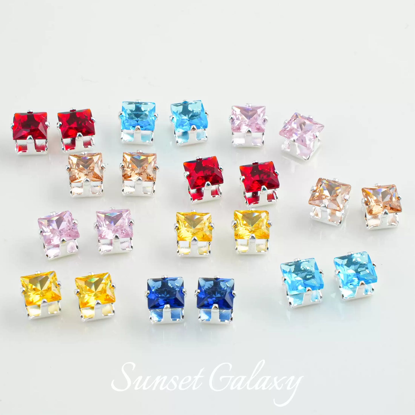 【 Card 5 Square 】 Silver Bottom Zircon Claw Diamond Gold Plated Beads Handmade DIY Bracelet Clothing Bead Accessories Material